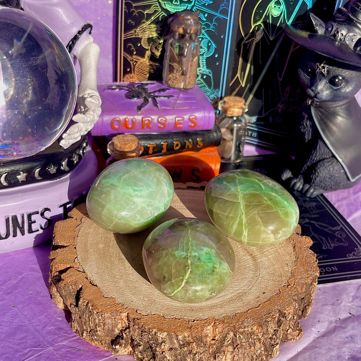 garnierite green moonstone palm stones ~ intuitively chosen