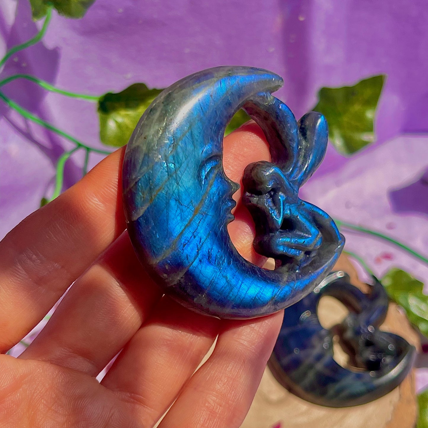labradorite moon & fairy carvings