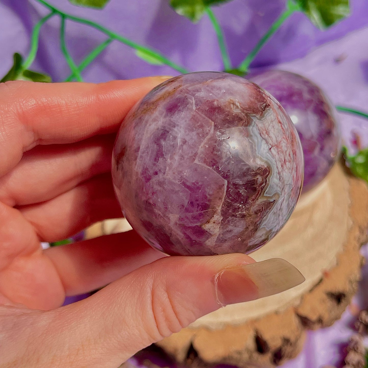 crazy lace agate & amethyst spheres ~ intuitively chosen