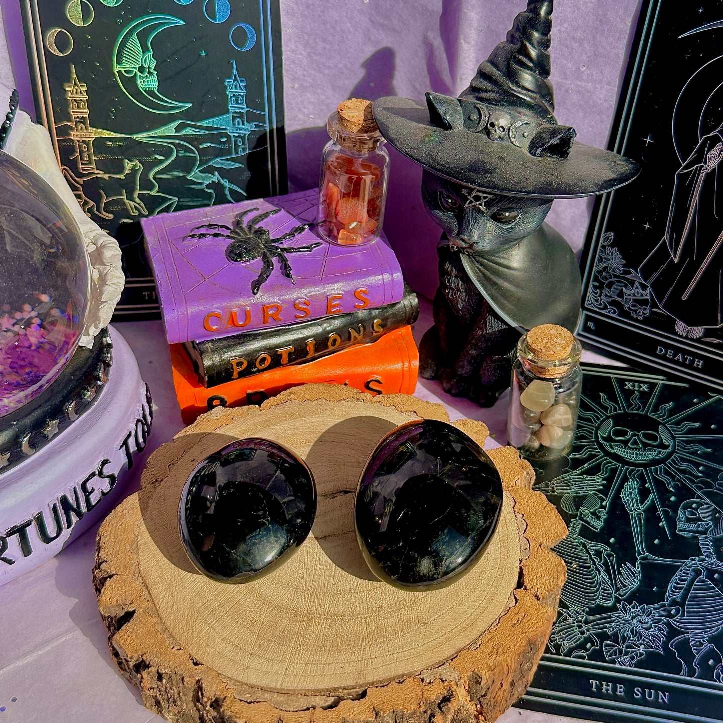 black tourmaline palm stones ~ intuitively chosen