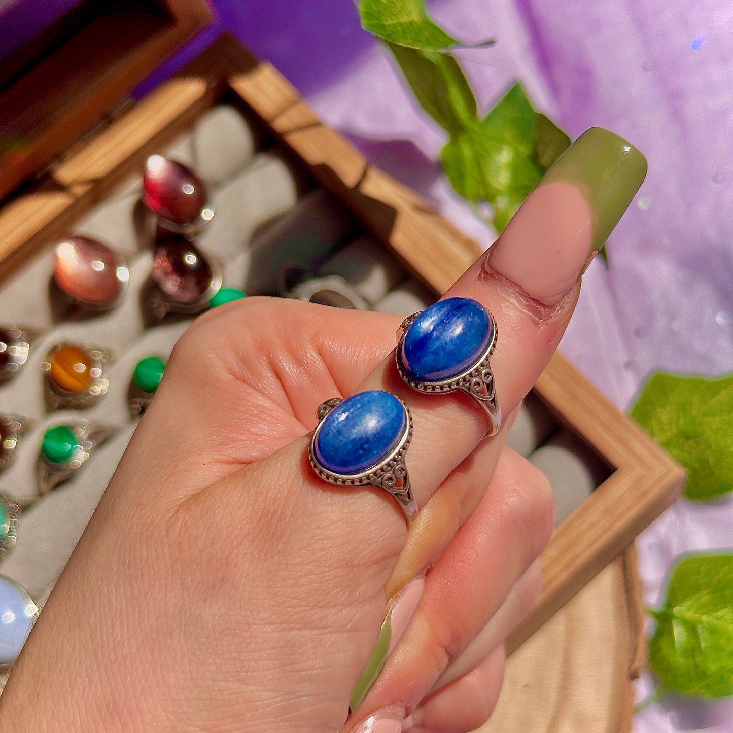 blue kyanite 925 sterling silver adjustable ring