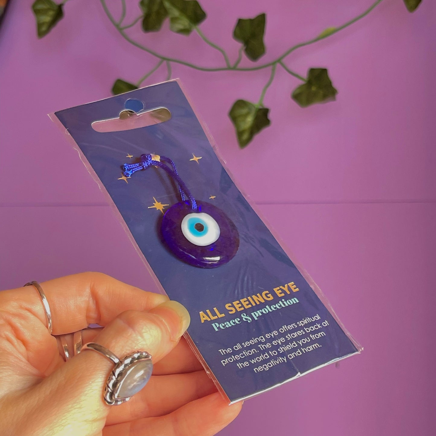glass all seeing eye protection charm