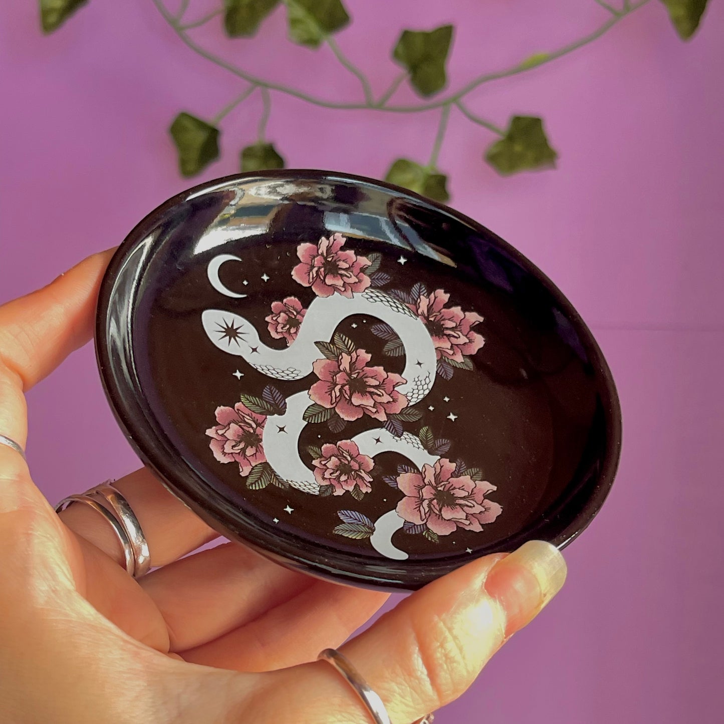 serpentine floral snake trinket dish