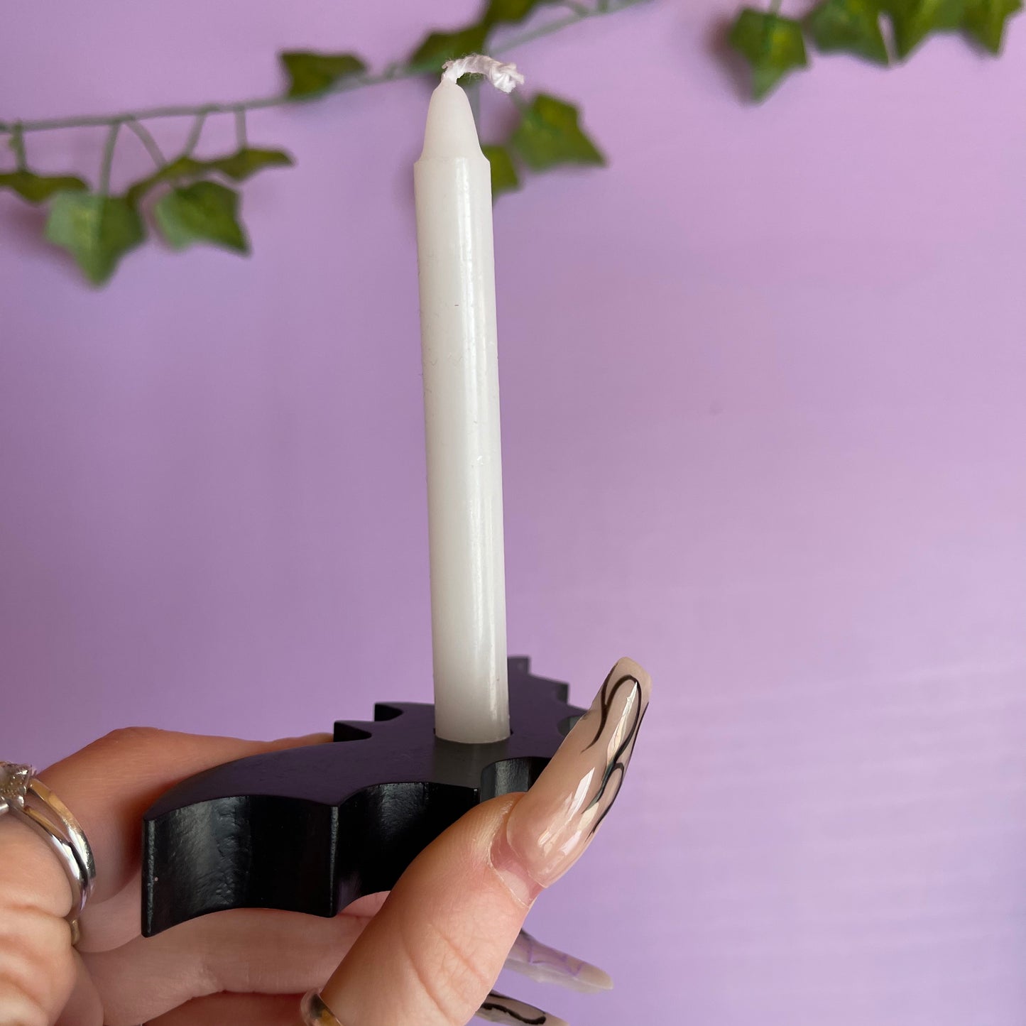 bat spell candle holder