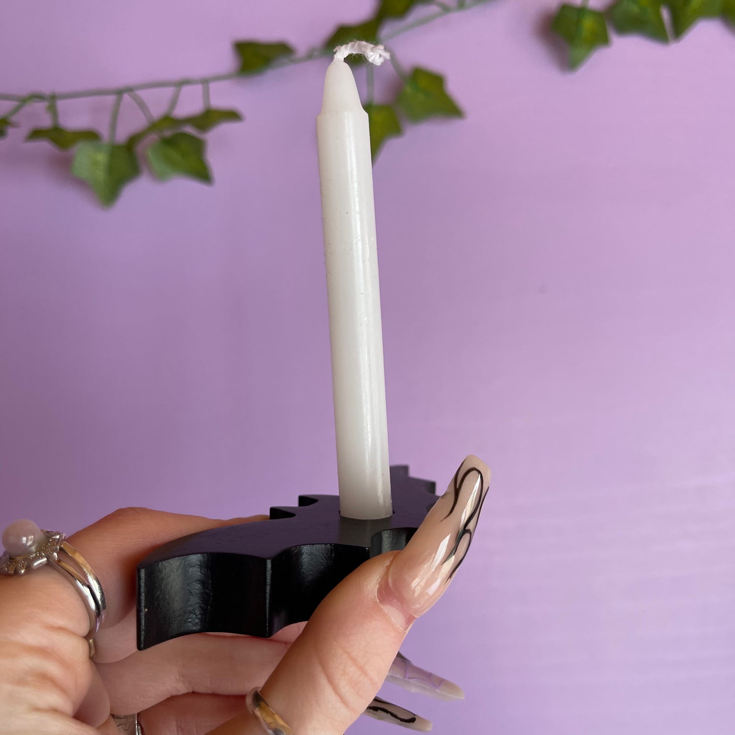 bat spell candle holder