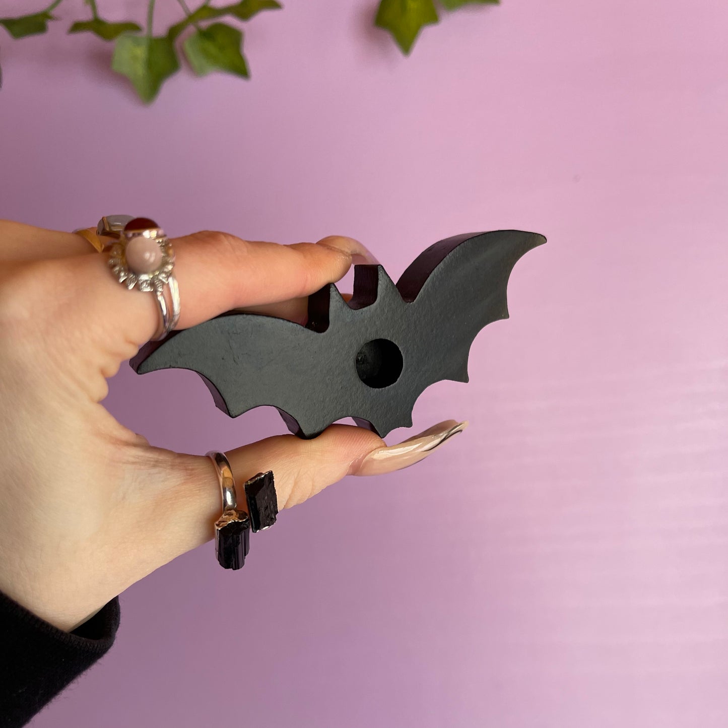 bat spell candle holder