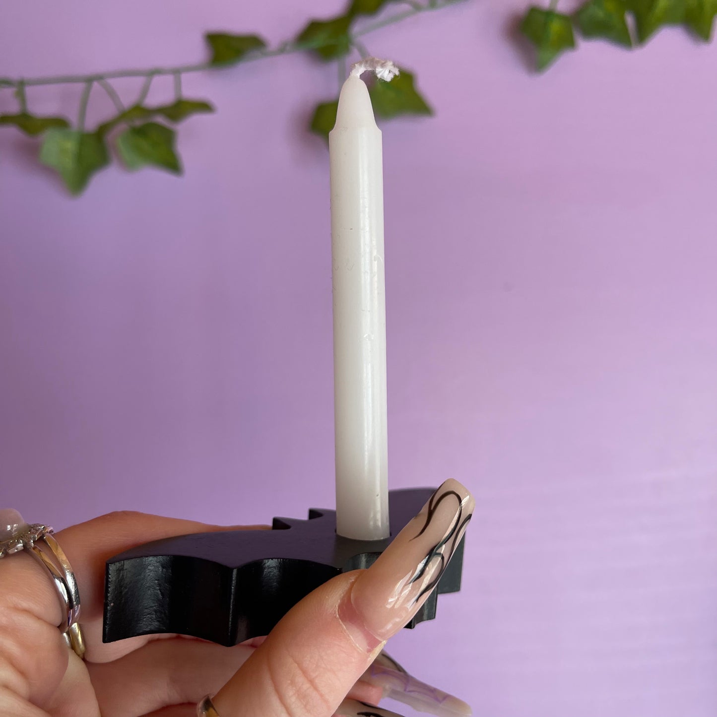 bat spell candle holder
