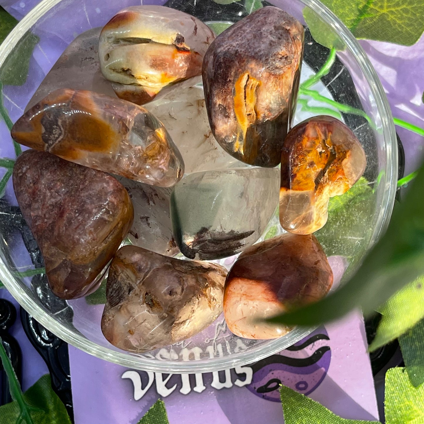 red amphibole tumbles XL (also known as angel phantom quartz)