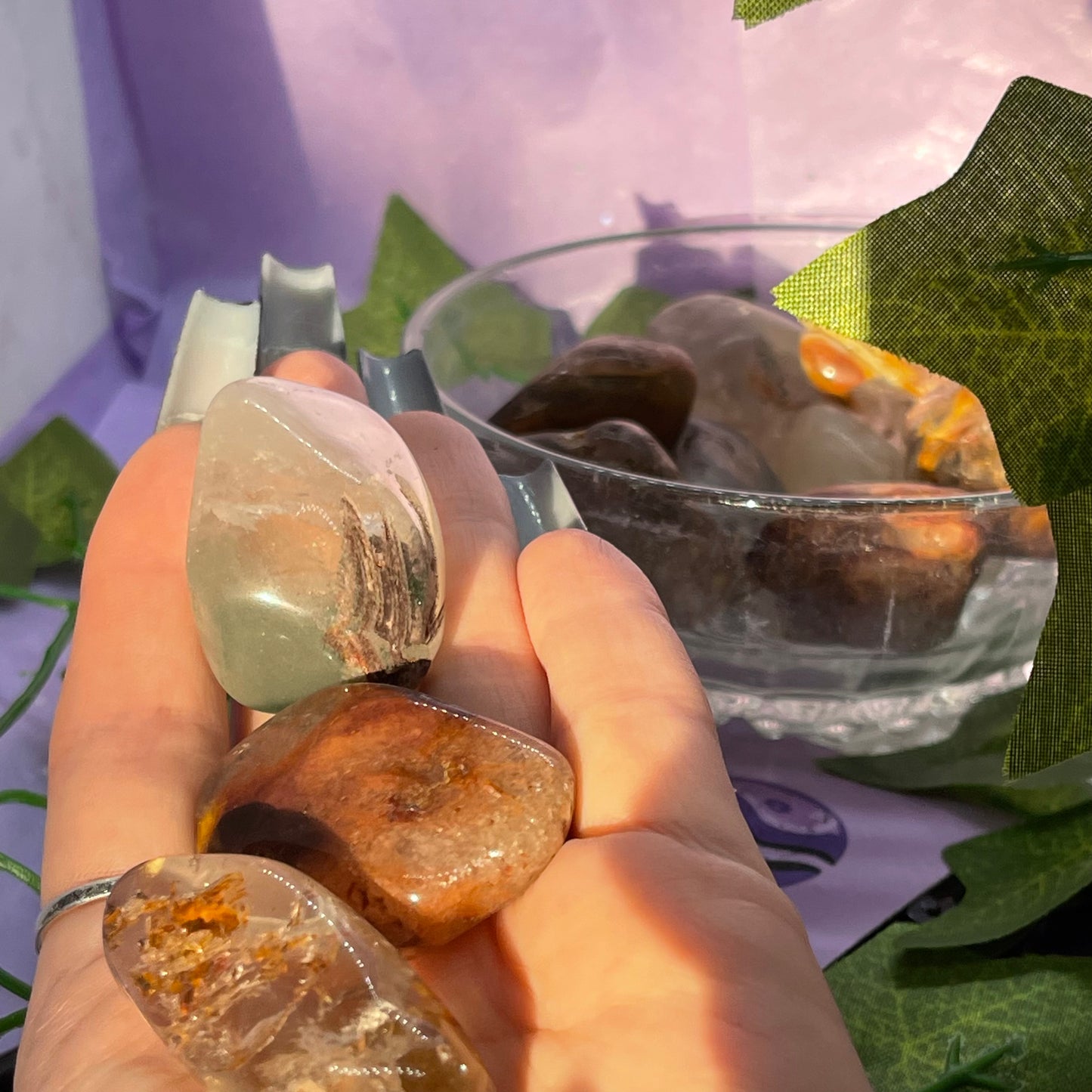 red amphibole tumbles XL (also known as angel phantom quartz)
