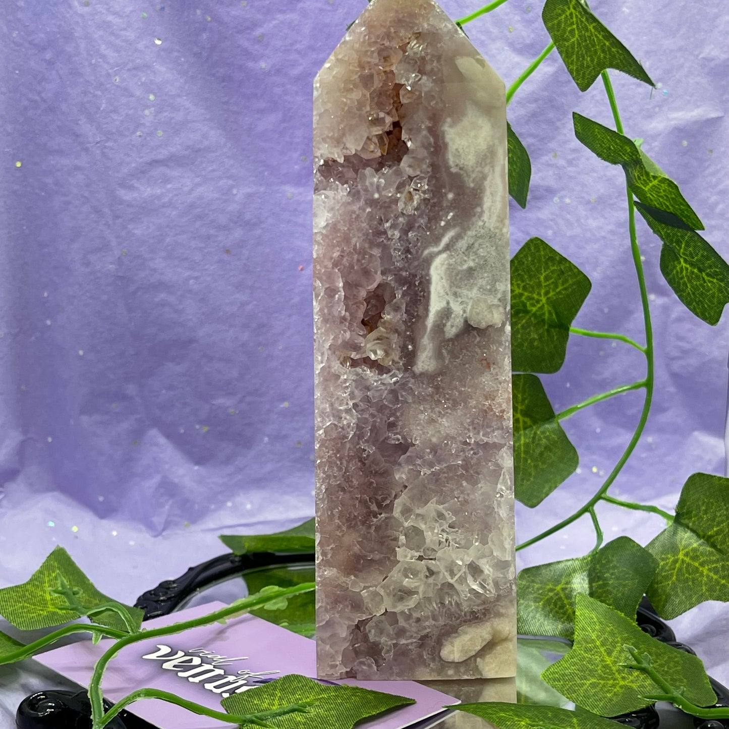 flower agate X amethyst X pink amethyst tower 700+g