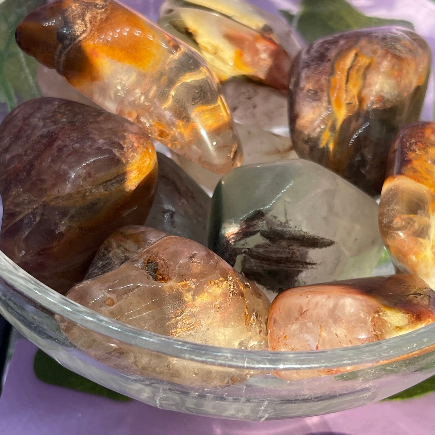 red amphibole tumbles XL (also known as angel phantom quartz)