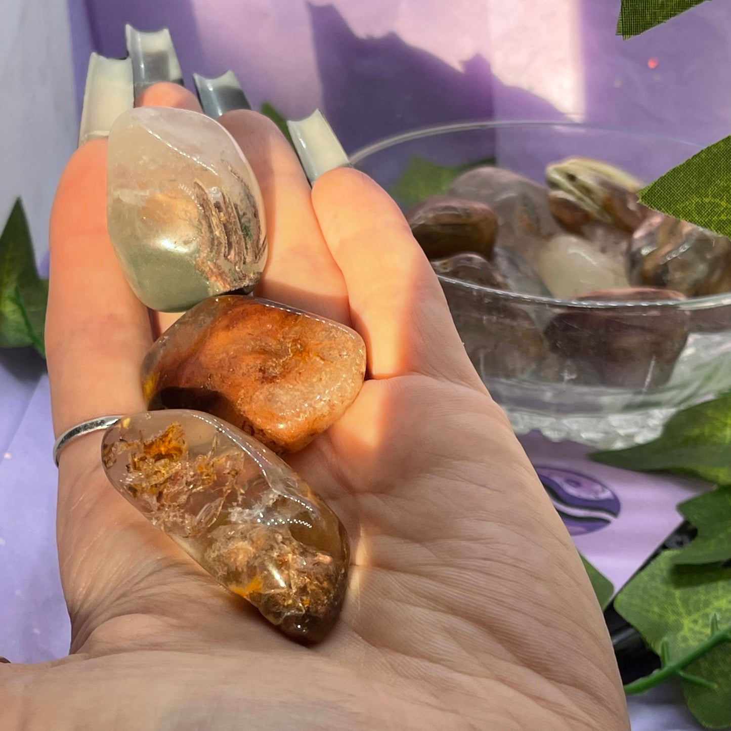 red amphibole tumbles XL (also known as angel phantom quartz)