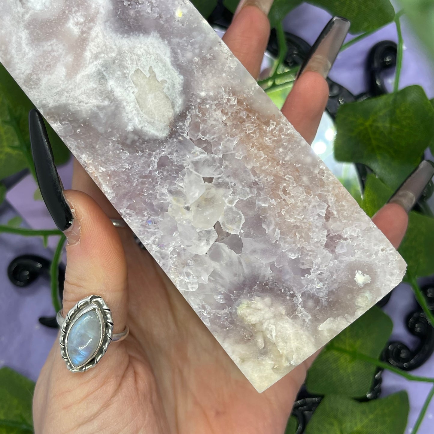 flower agate X amethyst X pink amethyst tower 700+g