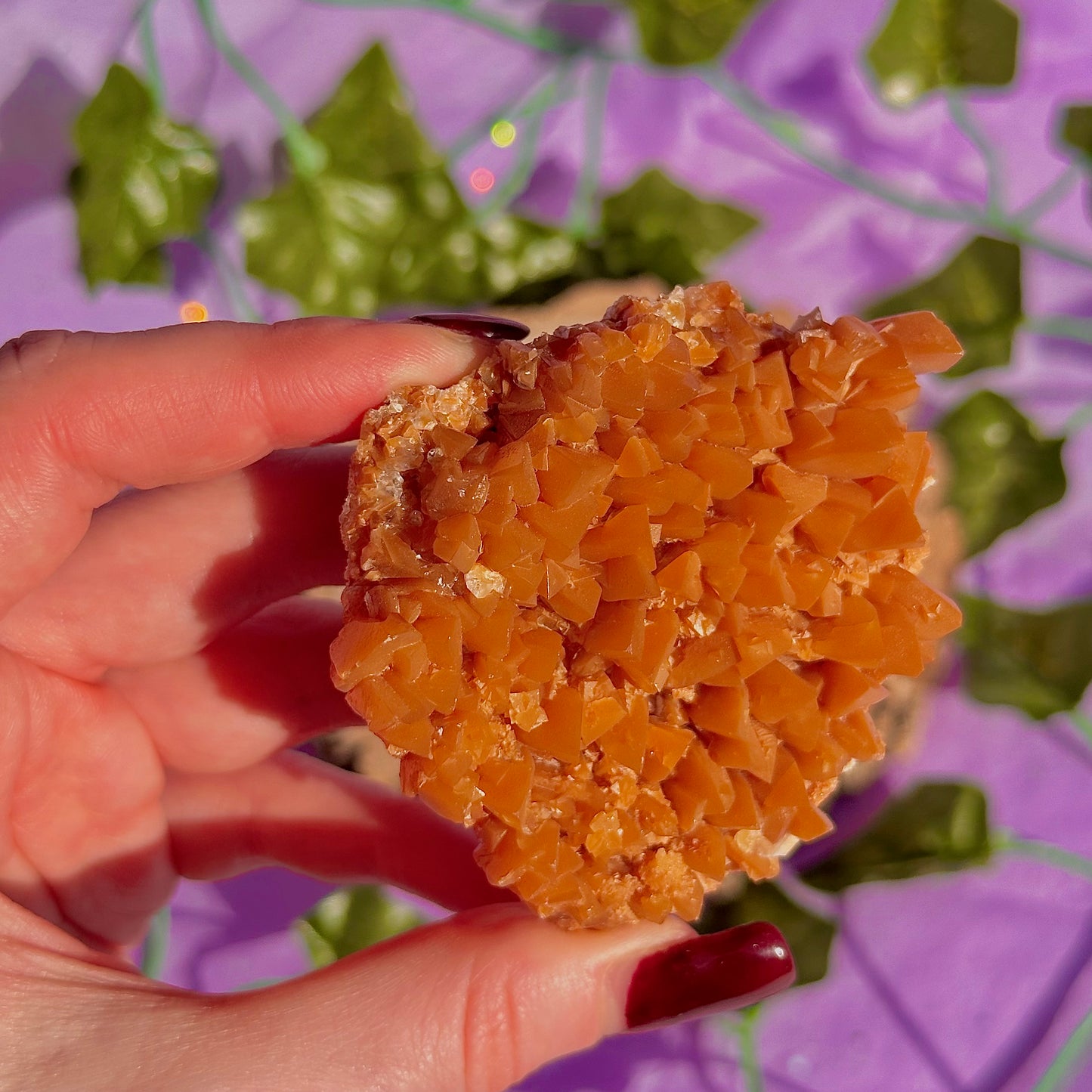 orange calcite cluster specimen C