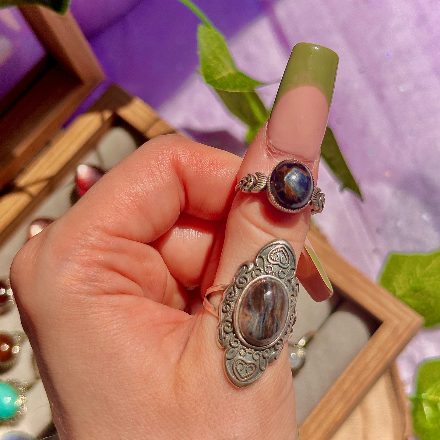 pietersite 925 sterling silver adjustable ring