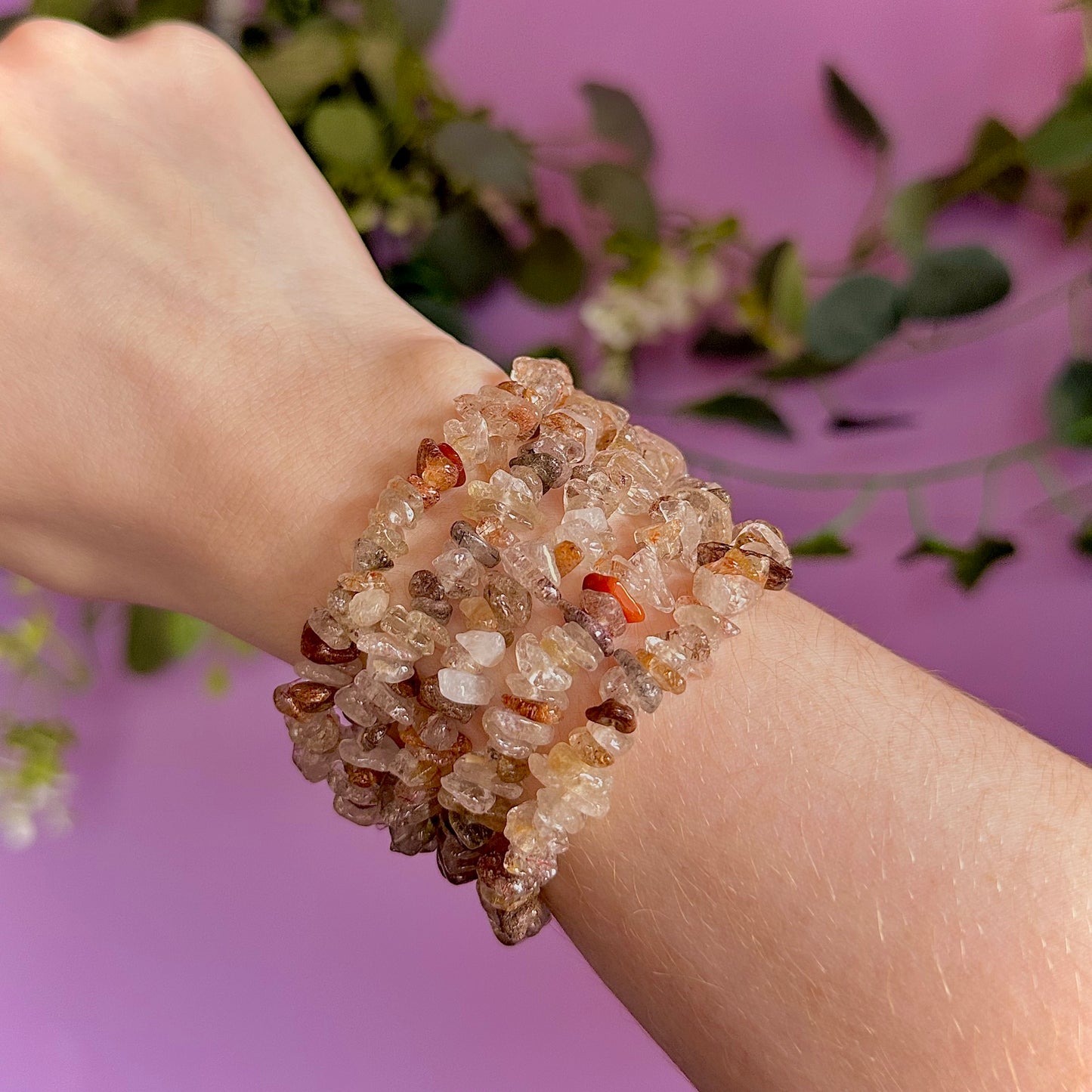 copper rutile chip bracelet