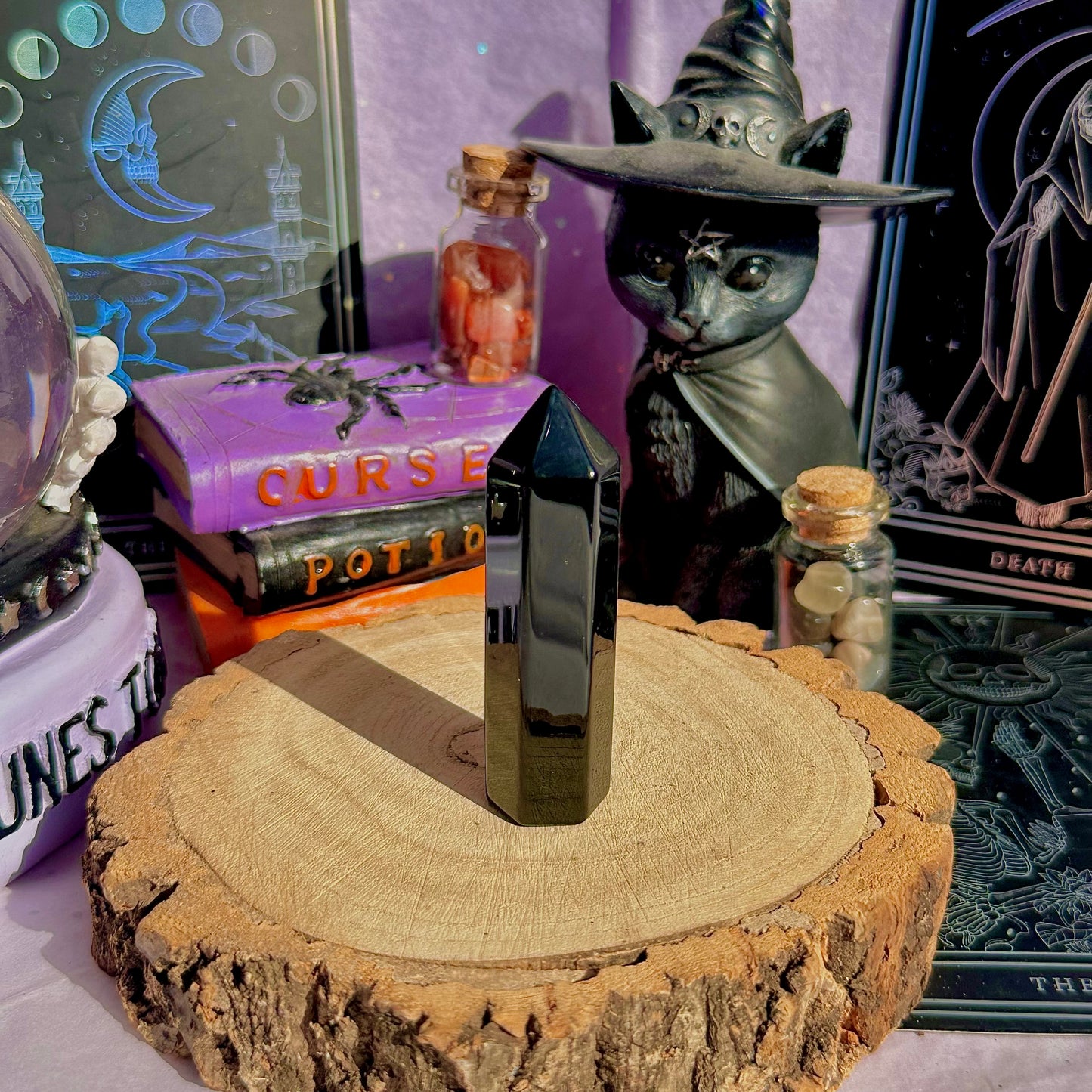 black obsidian point