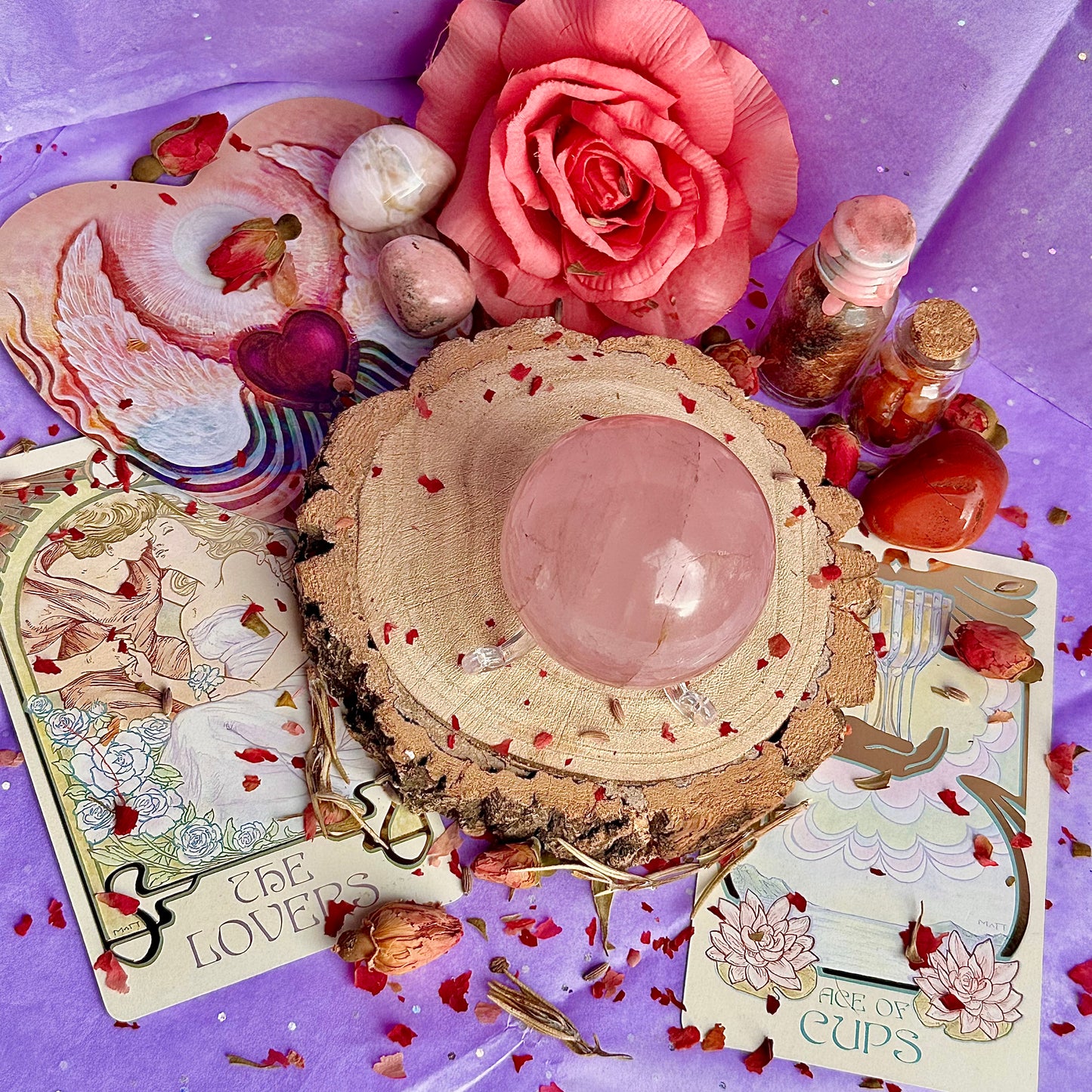 starlight asterism rose quartz sphere A