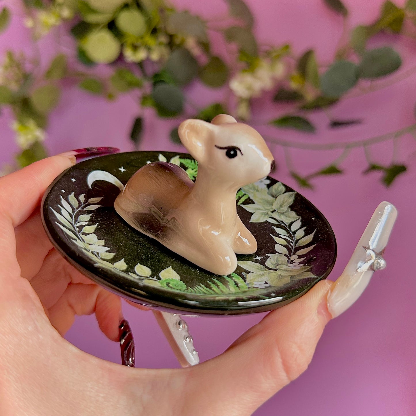 green fawn trinket dish