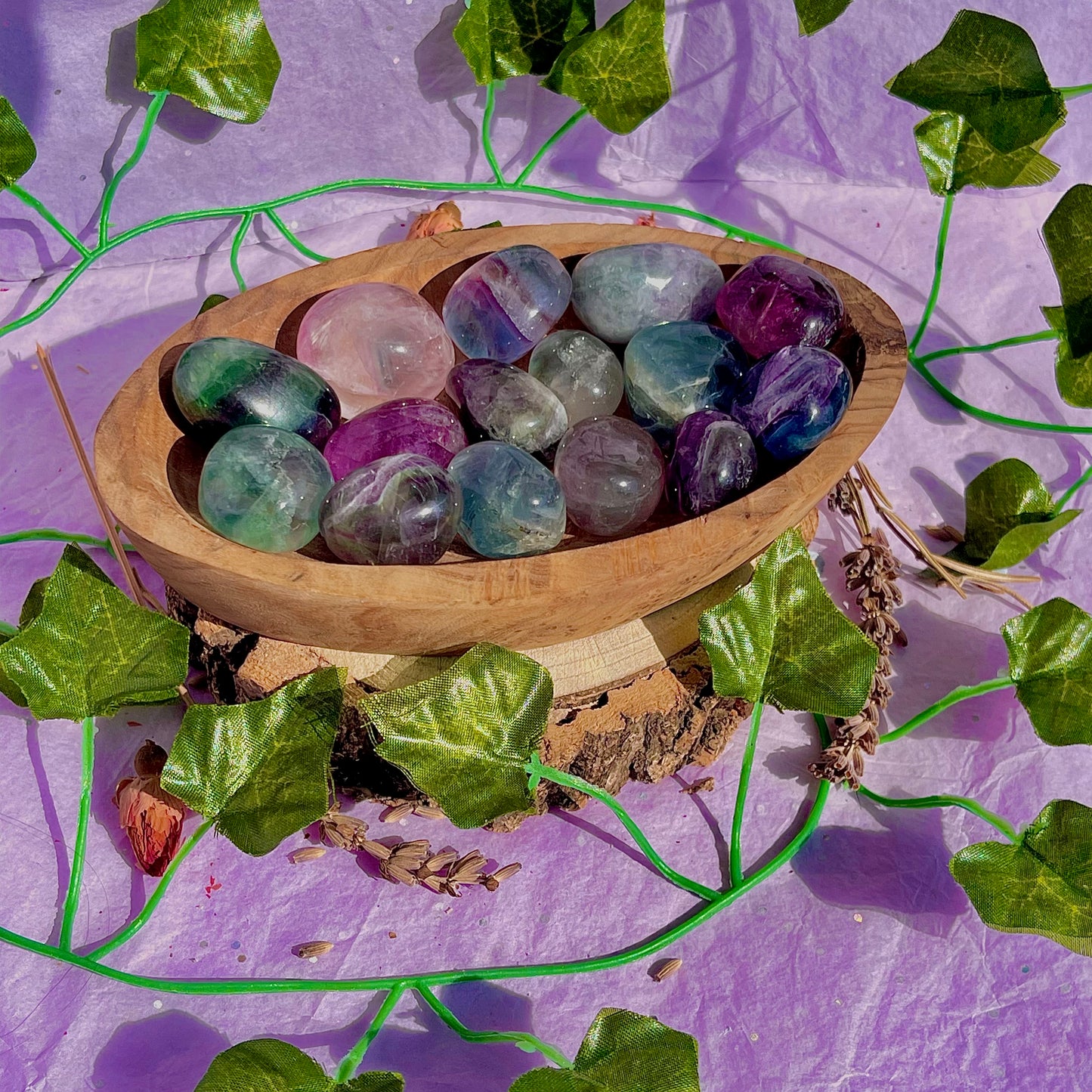 rainbow fluorite tumbles