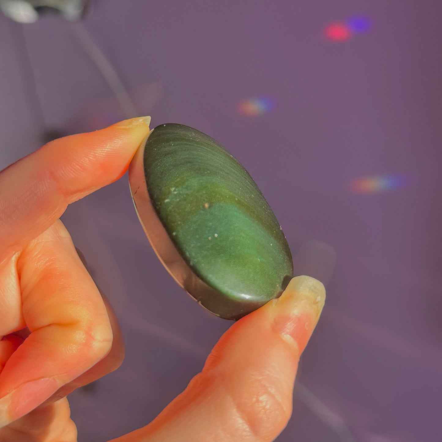 rainbow obsidian palm stone ~ intuitively chosen