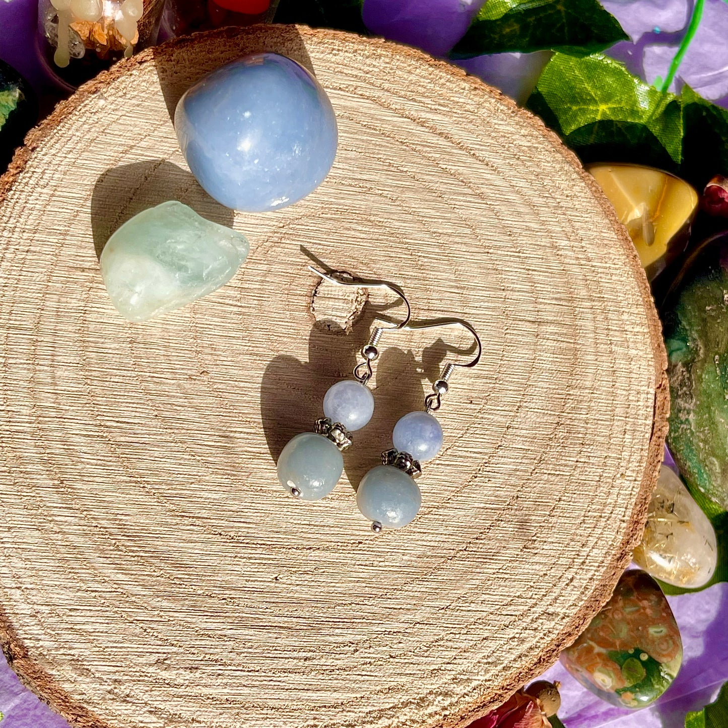 aquamarine & angelite earrings on 925 hooks