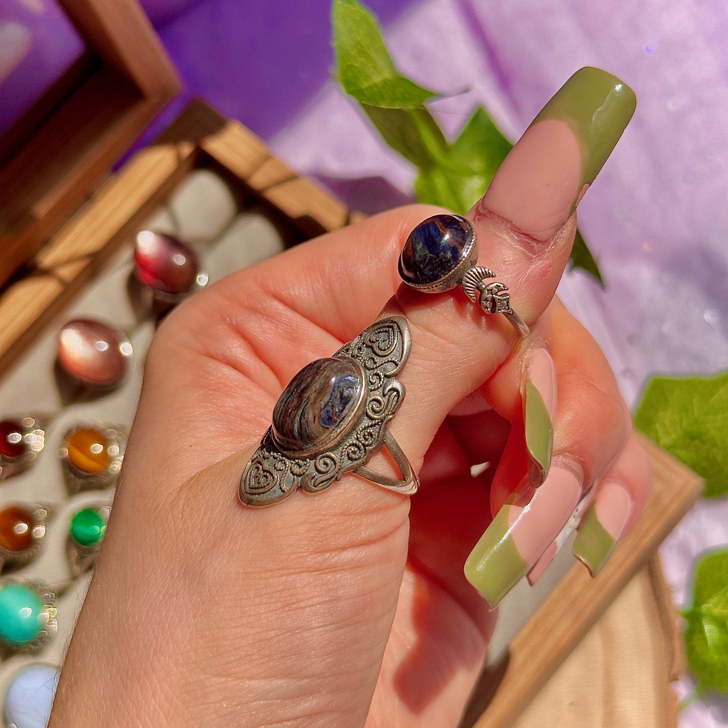 pietersite 925 sterling silver adjustable ring
