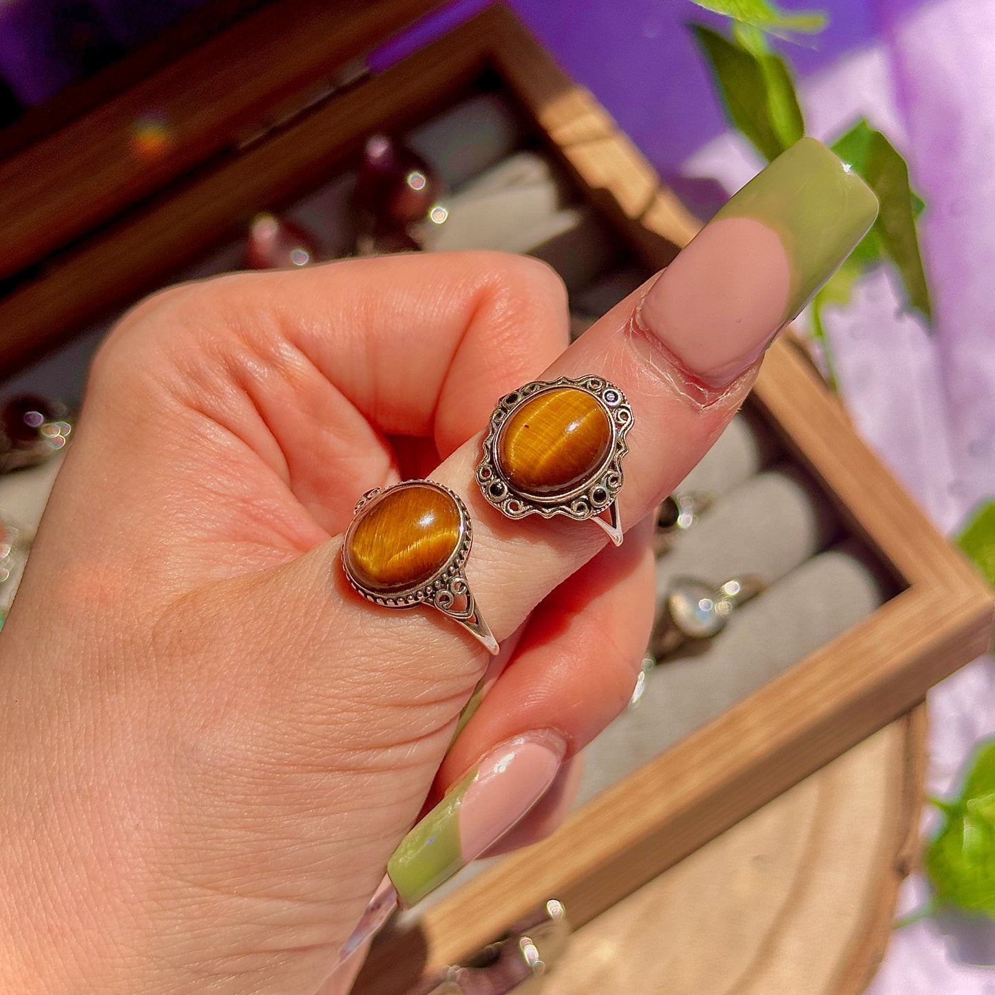 golden tigers eye 925 sterling silver adjustable ring