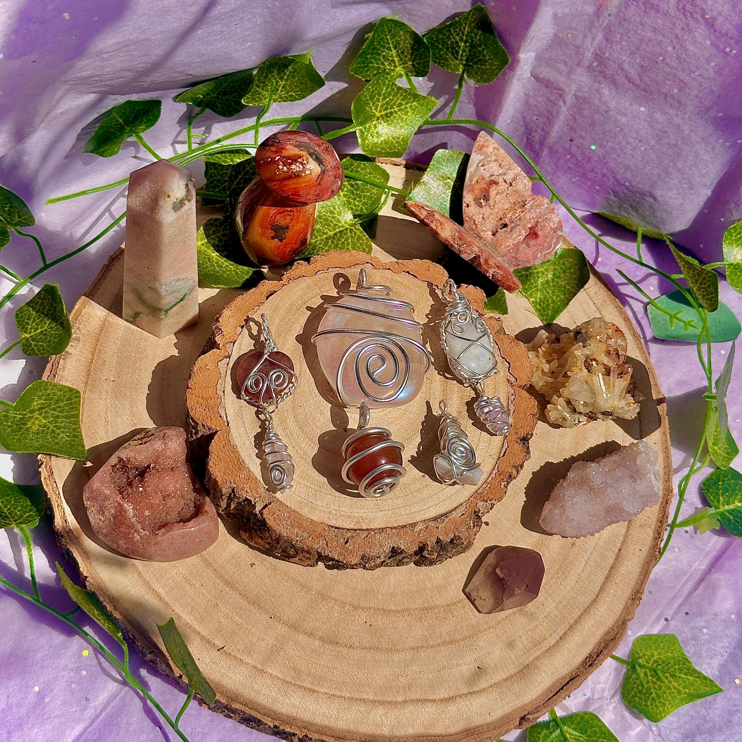 fairy spiral wire wrapped pendants ~ aluminium craft wire