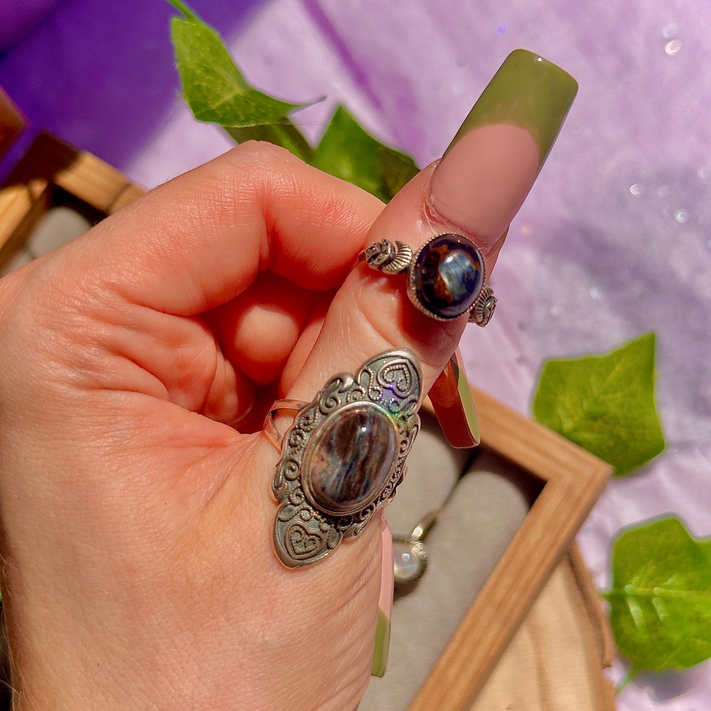 pietersite 925 sterling silver adjustable ring