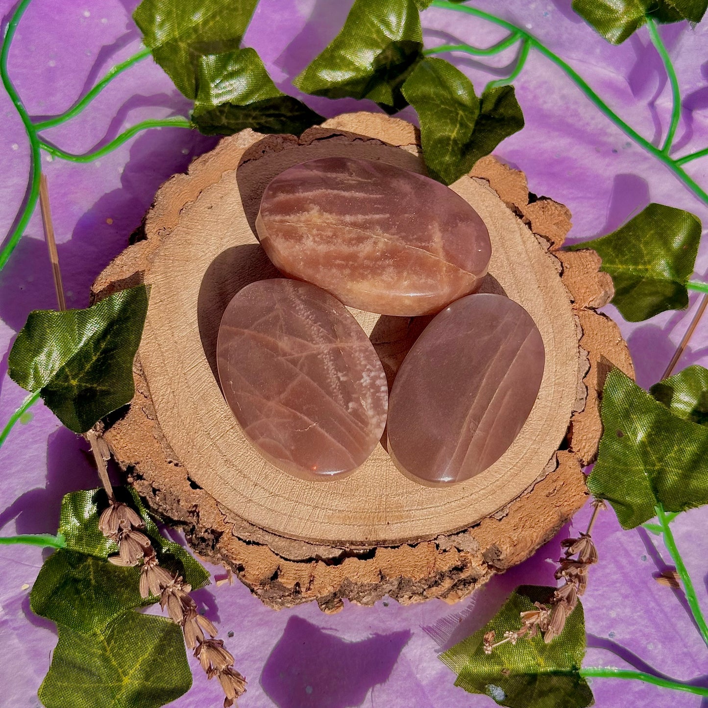 moonstone & sunstone palm stones ~ intuitively chosen