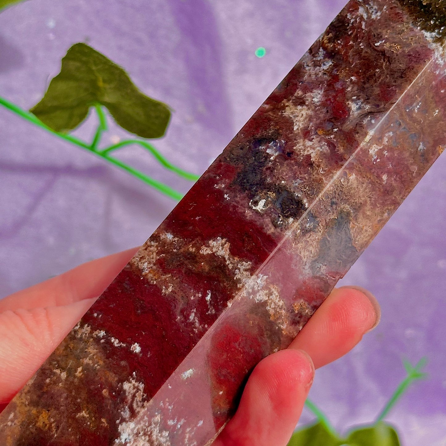red moss agate tower