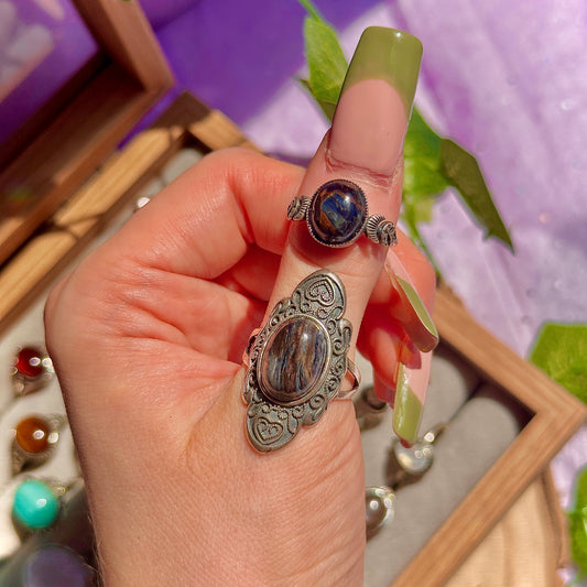 pietersite 925 sterling silver adjustable ring