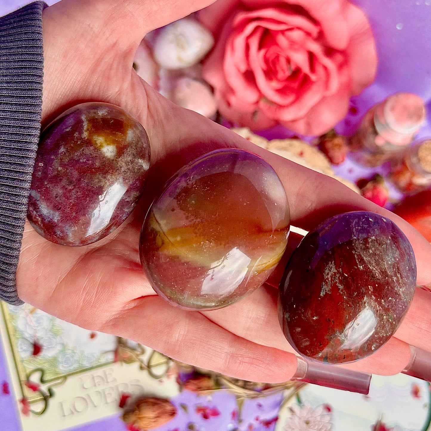 pierres de poche de jaspe océanique rouge ~ choisissez la vôtre