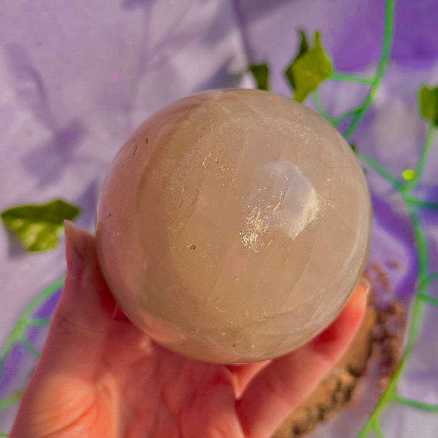 sphère de quartz rose bleu ~ 626g