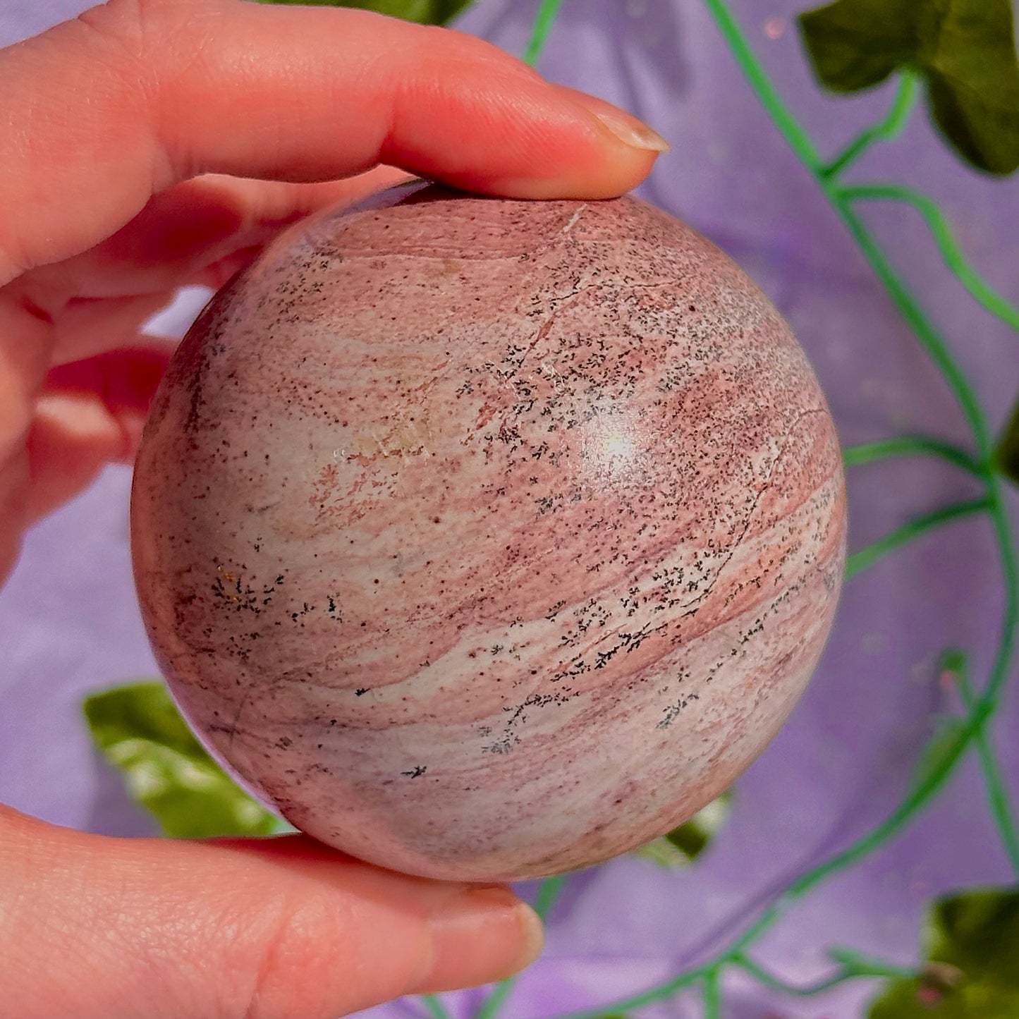 pink picture jasper sphere