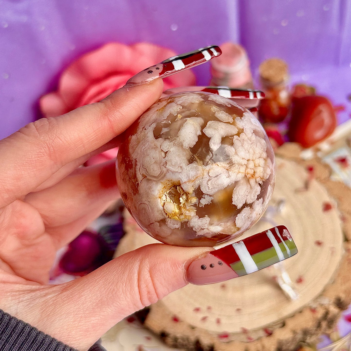 flower agate sphere A