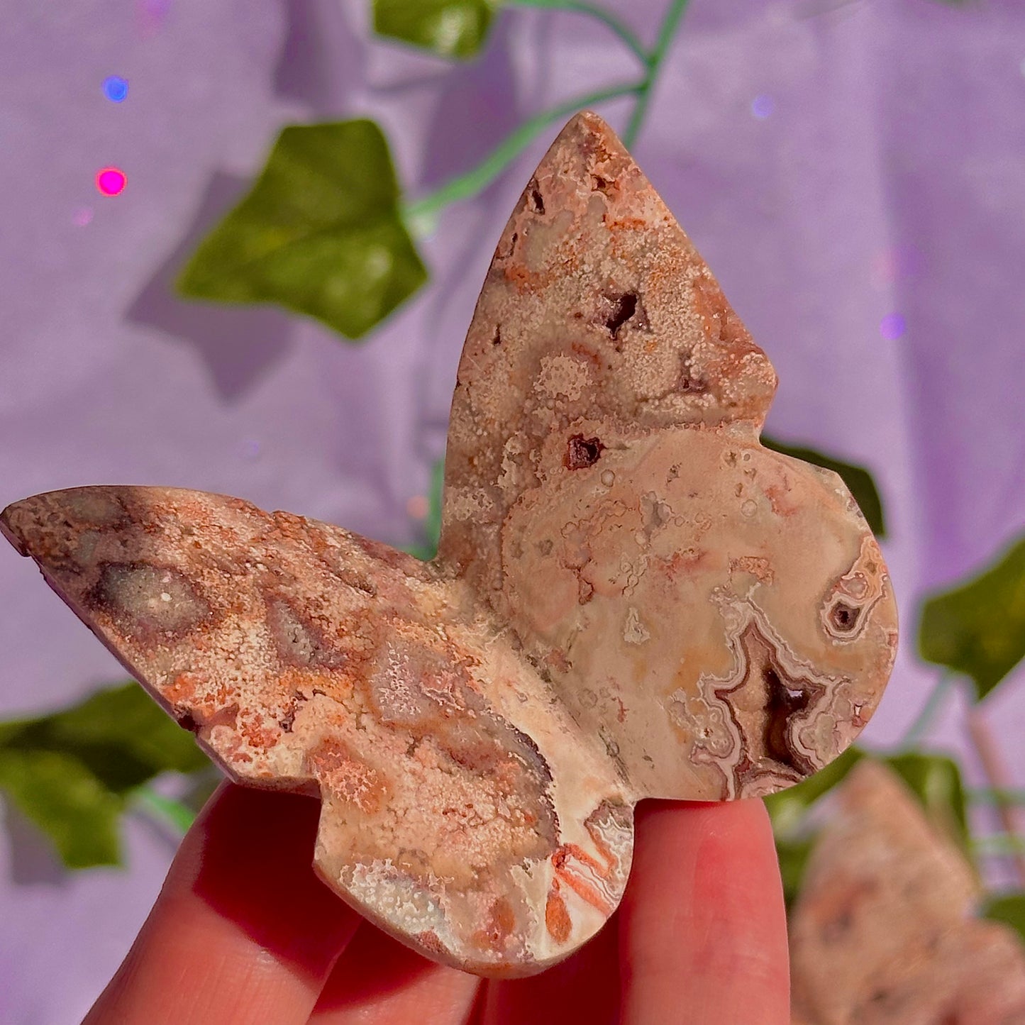 indonesian rare pink lace agate butterflies, self standing ~ choose your own