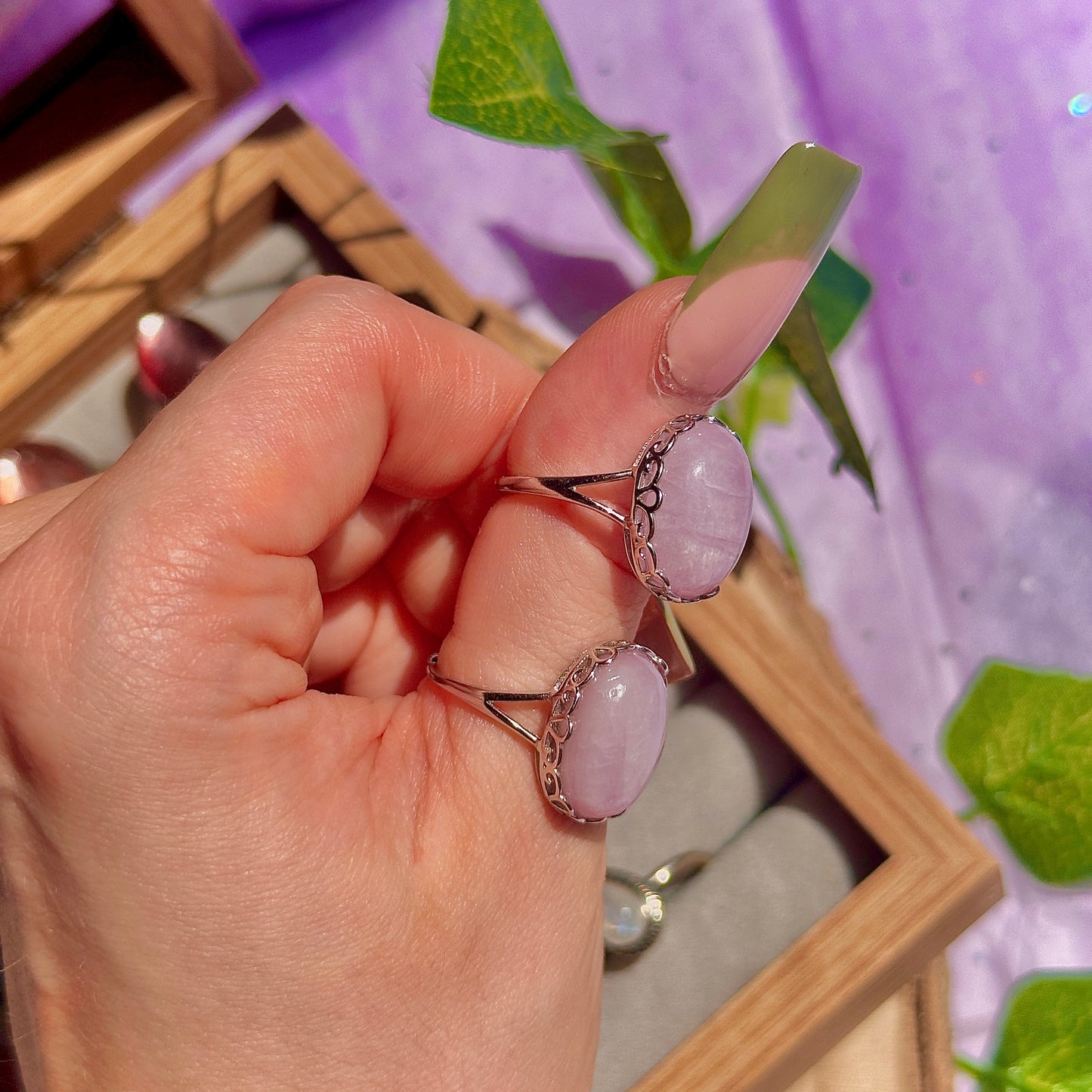 kunzite 925 sterling silver adjustable ring