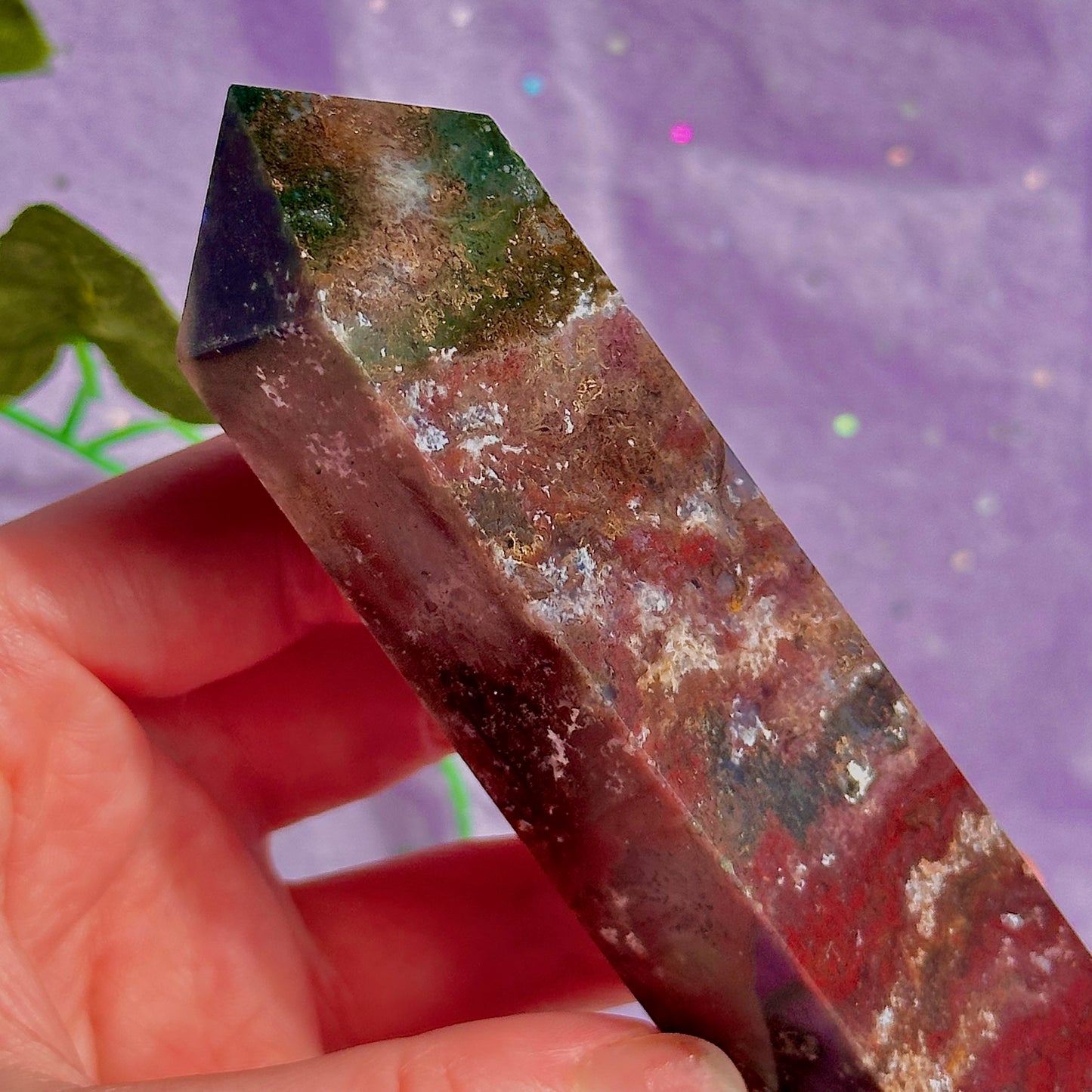 red moss agate tower