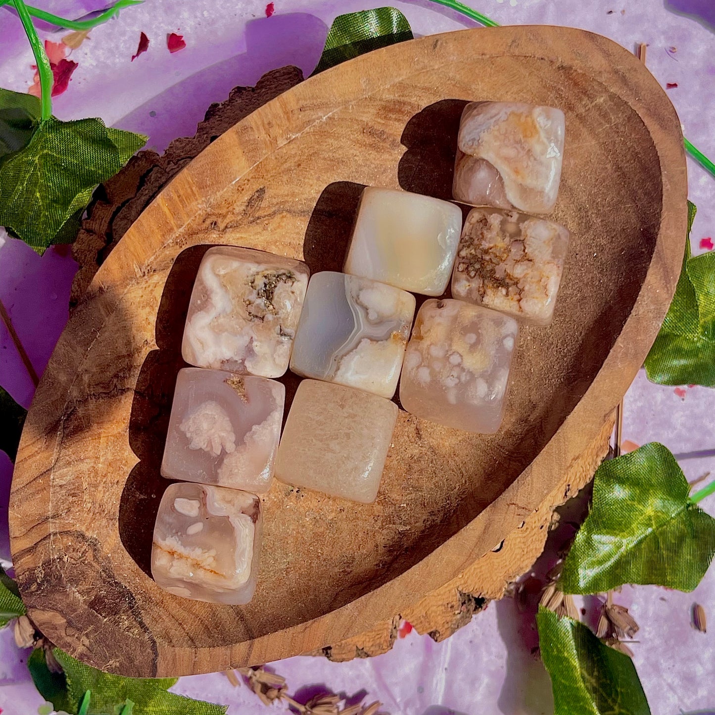 flower agate cubes
