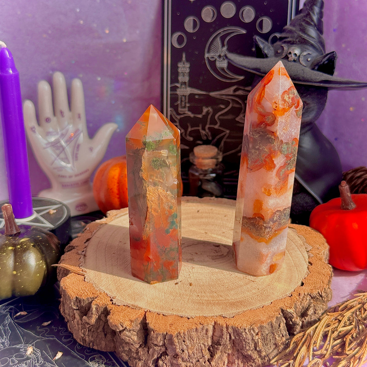 carnelian x moss agate towers ~ choose your own