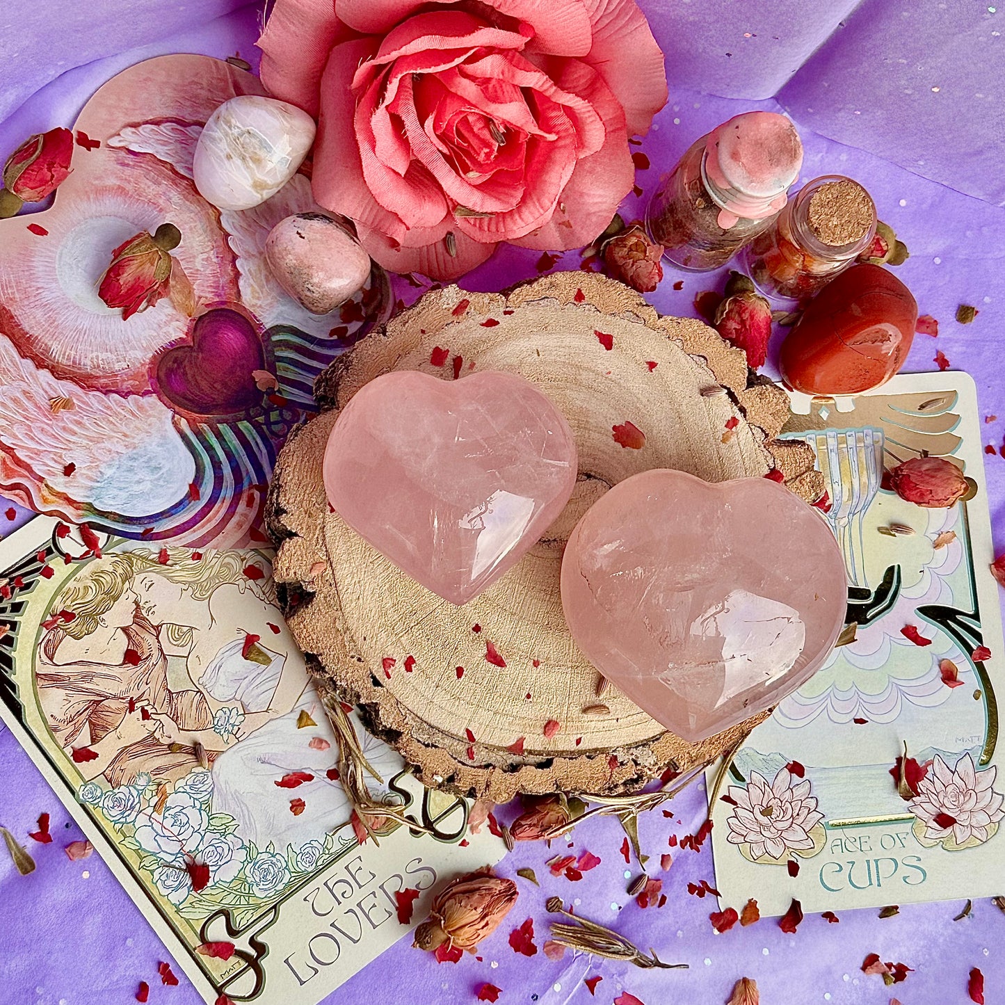 Cœurs en quartz rose starlight asterism ~ choisissez le vôtre