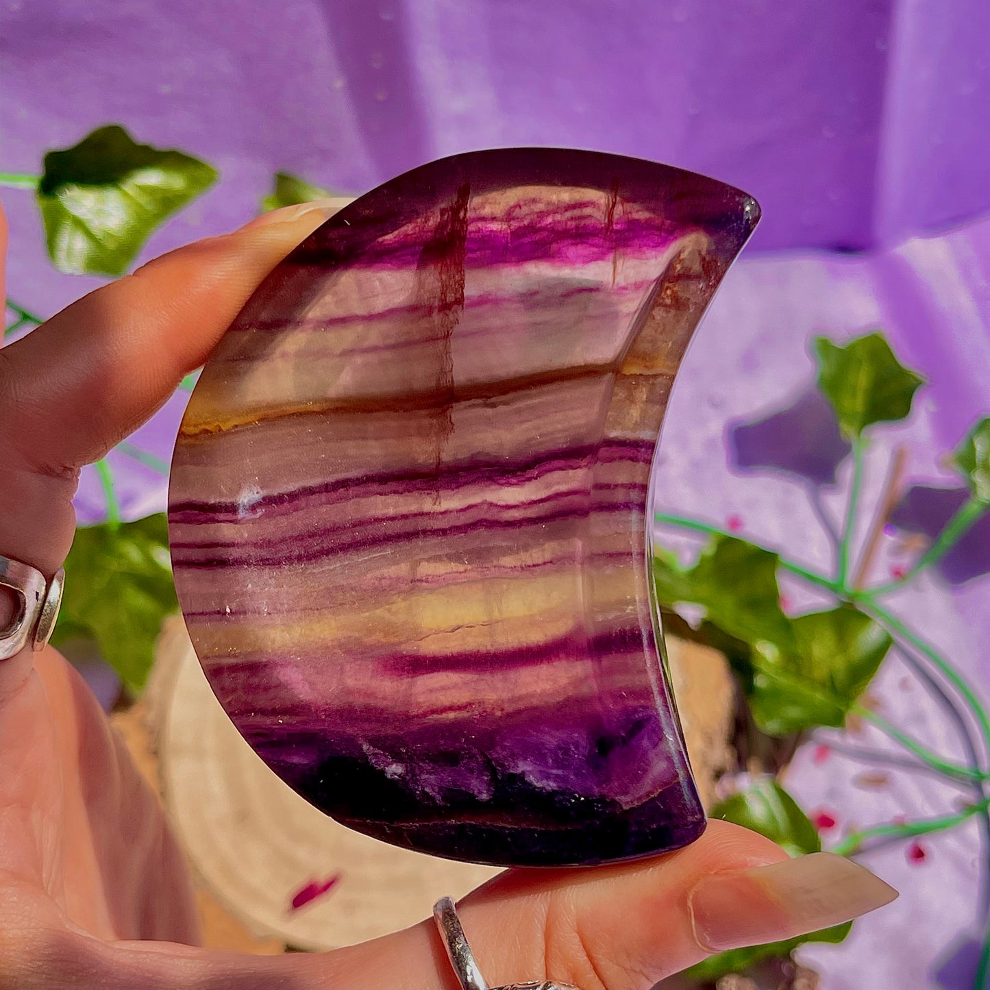 rainbow fluorite moon bowl A