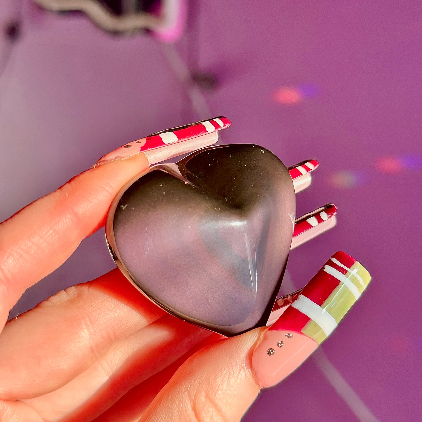 rainbow obsidian heart carvings A & B