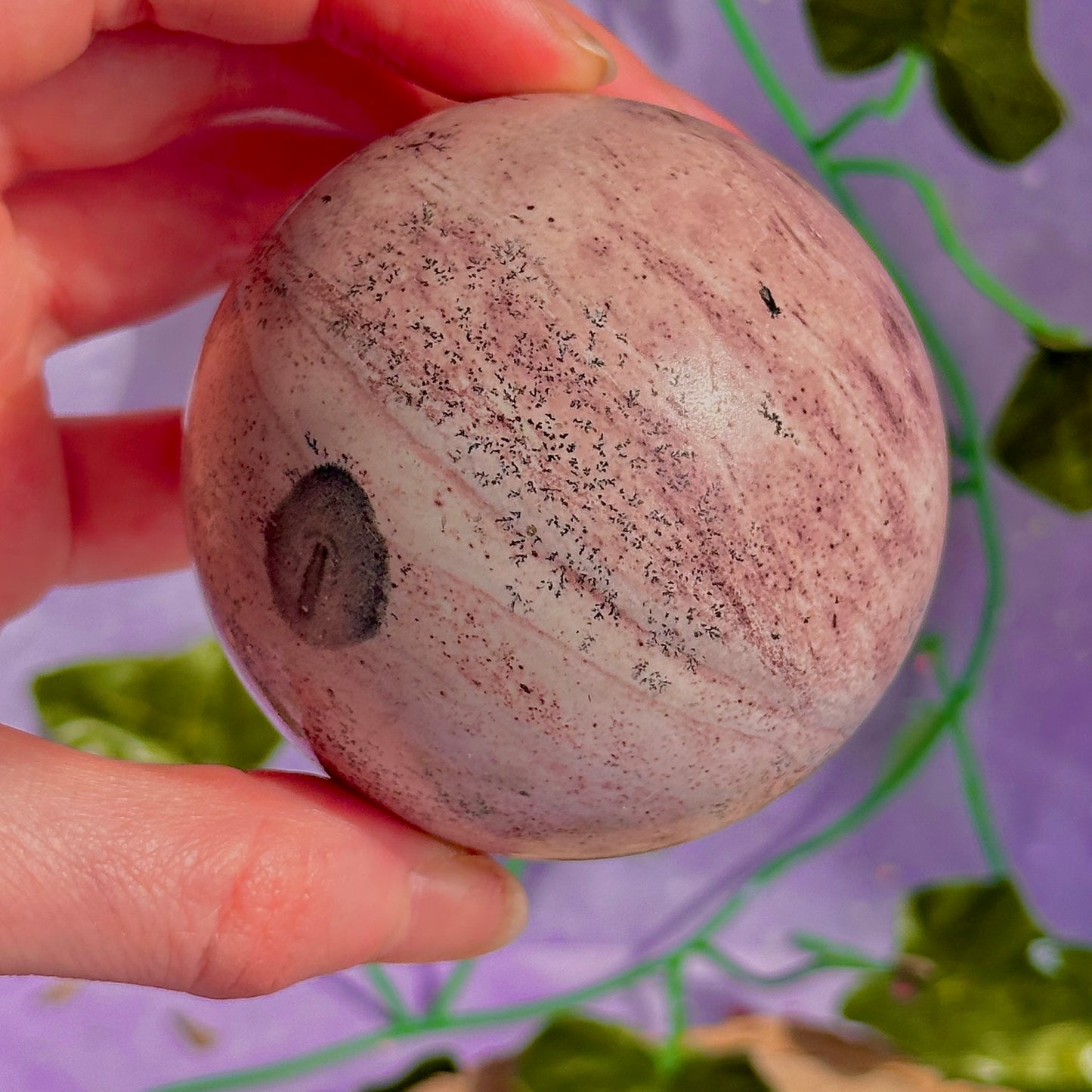pink picture jasper sphere