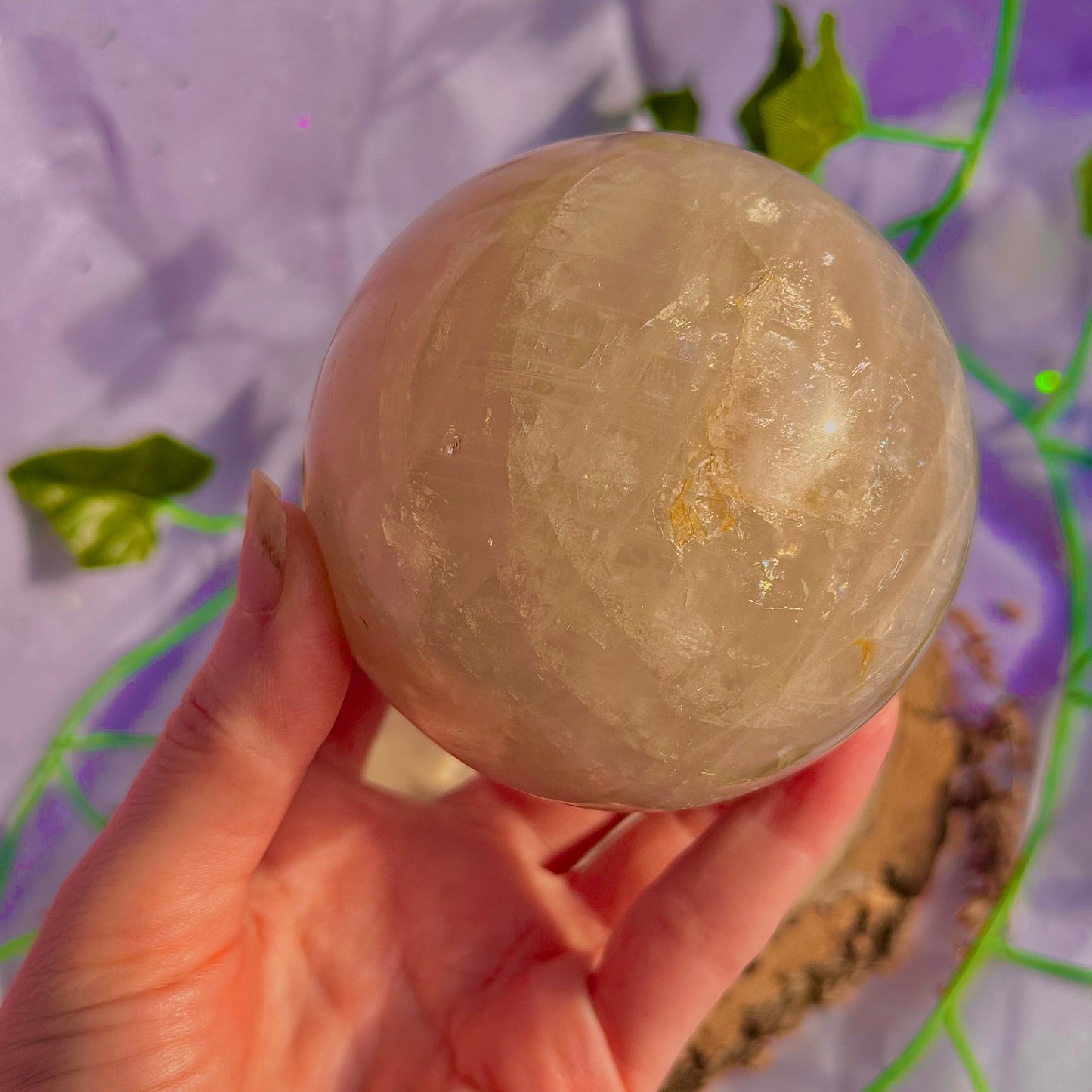 sphère de quartz rose bleu ~ 626g