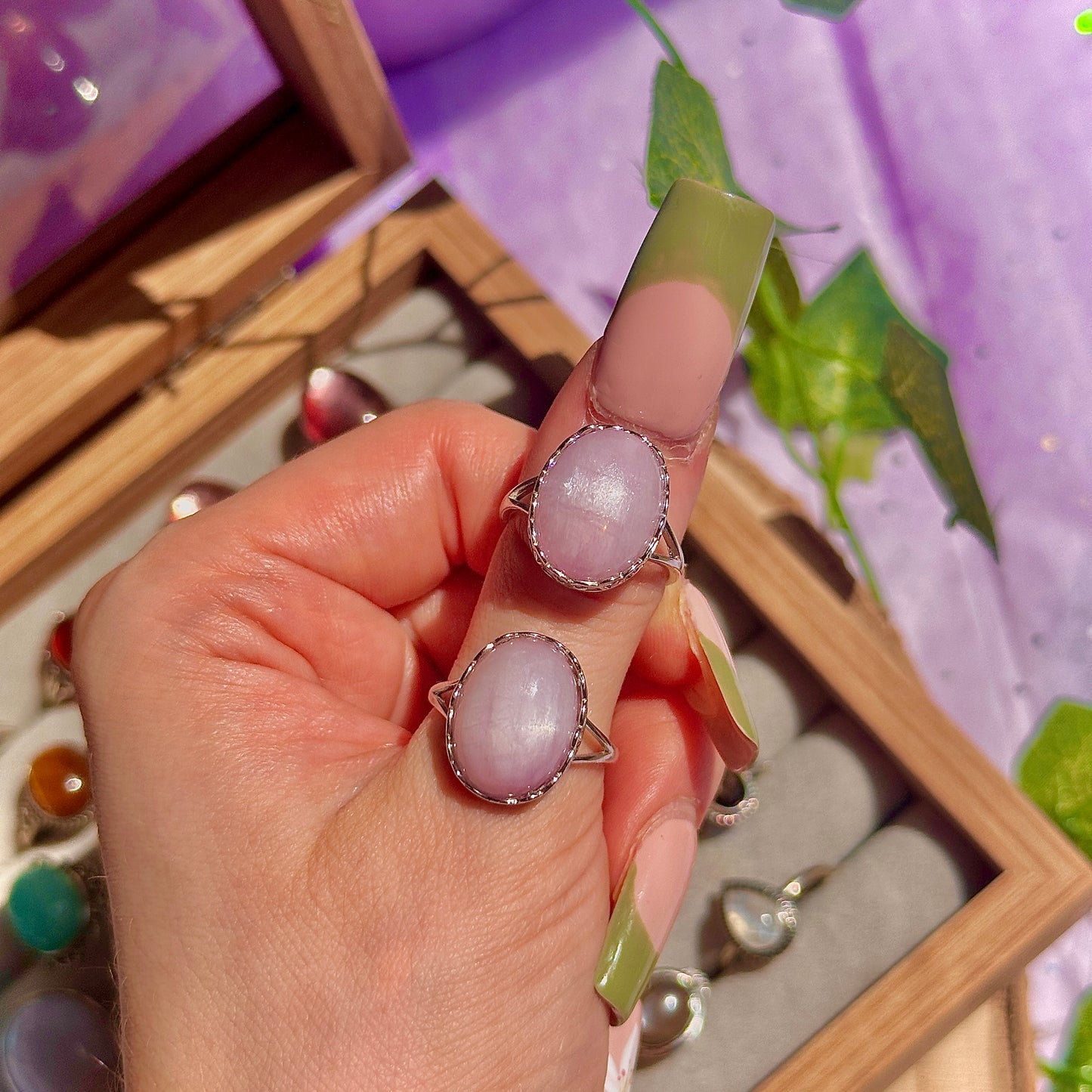 kunzite 925 sterling silver adjustable ring
