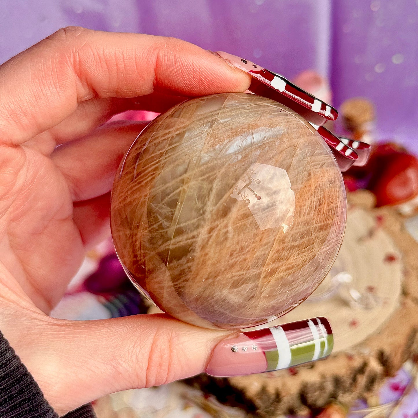 sphère de pierre de lune rose A