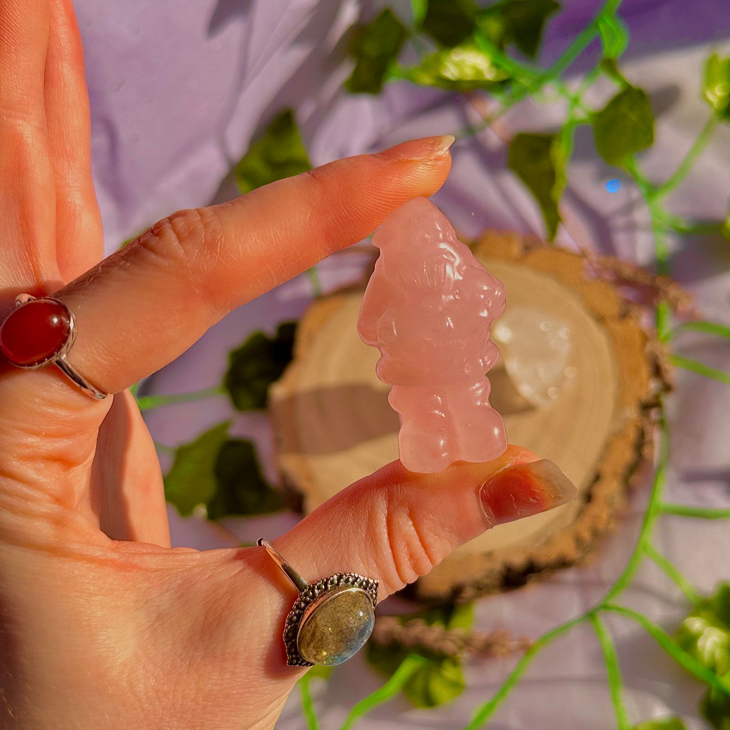 sculptures du père Noël, quartz rose et quartz clair ~ choisissez le vôtre